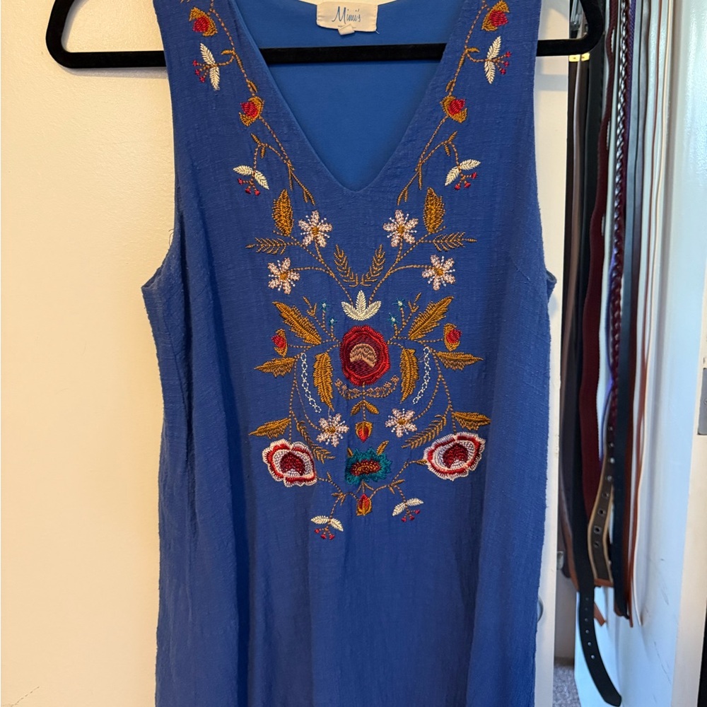 Mimi’s Blue Embroidered Strapless Dress
